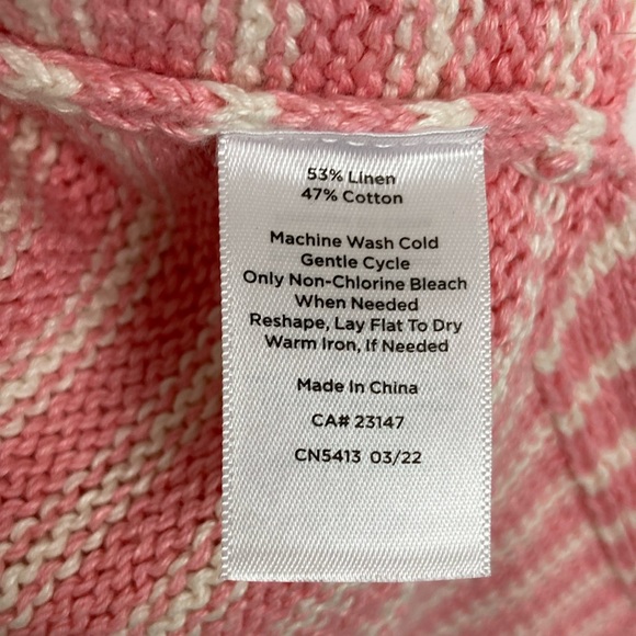 Talbots Striped Linen V Neck Sweater - Picture 7 of 8